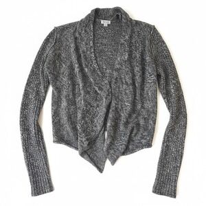 Converse One Star Womens Small Marled Grey Cotton Knit Draped Cardigan Sweater